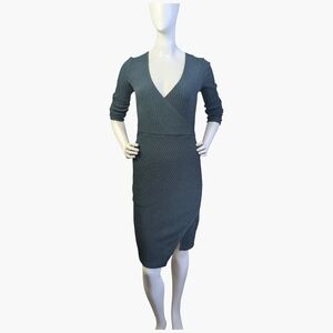 Wilfred Free Green Ribbed Wrap Knit Dress | Size XS/S